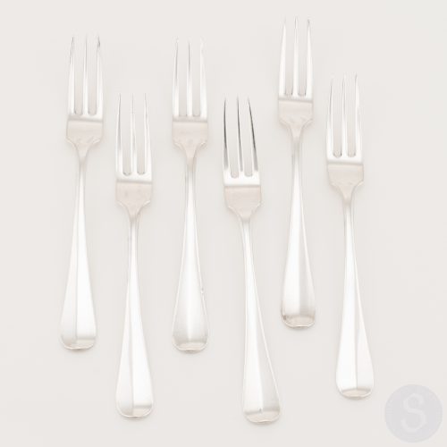 Ein Satz von 6 Silbergabeln mit 3 Zinken - Hendrik Hellweg - Amsterdam 1846 Bild1